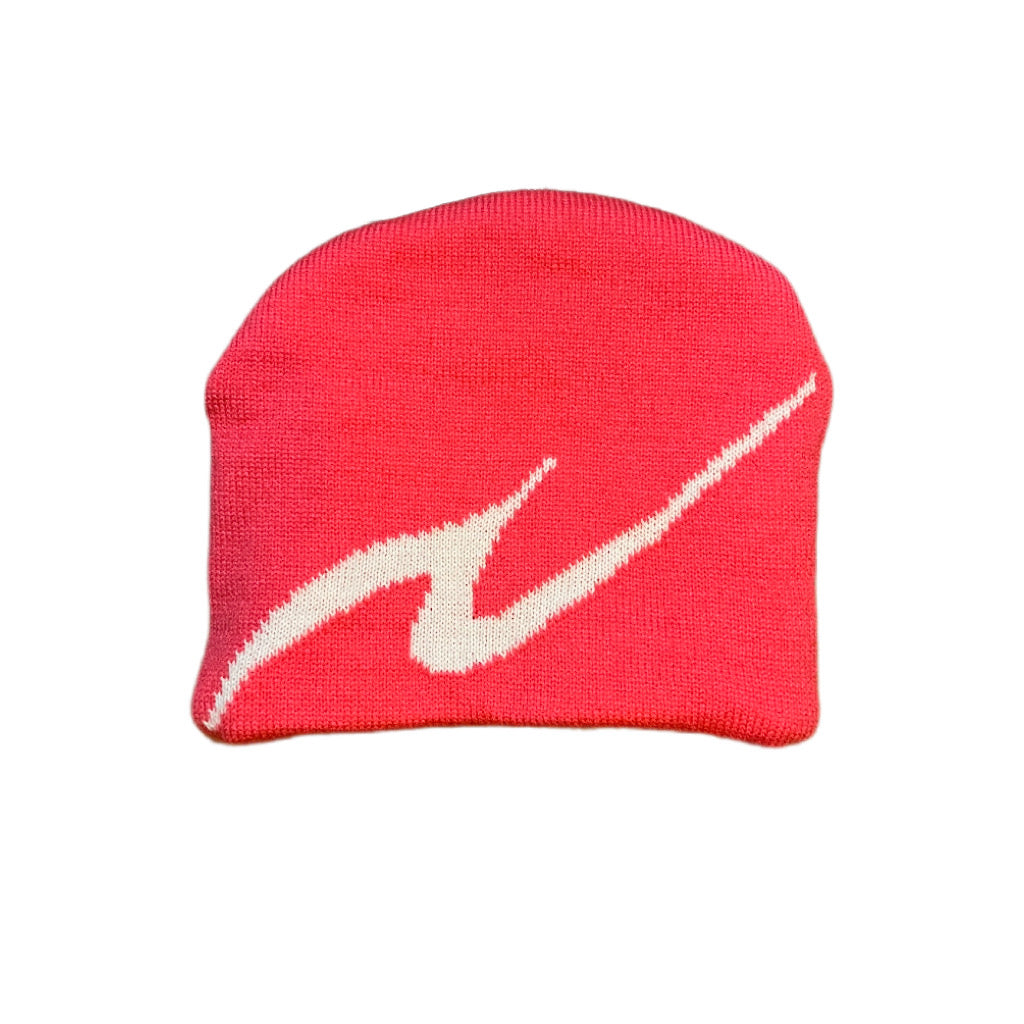 Novacaine pink split knit beanie