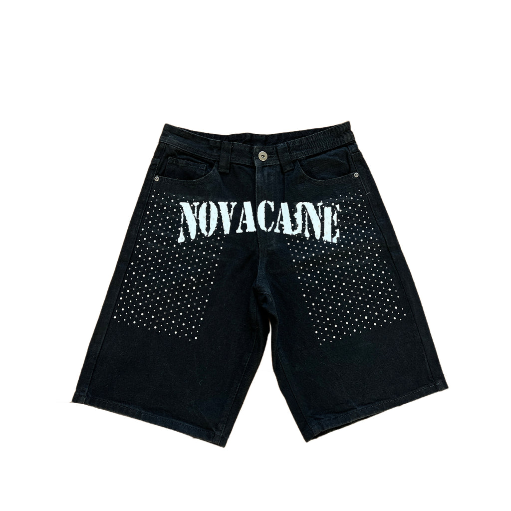 Black Novacaine Rhinestone denim shorts
