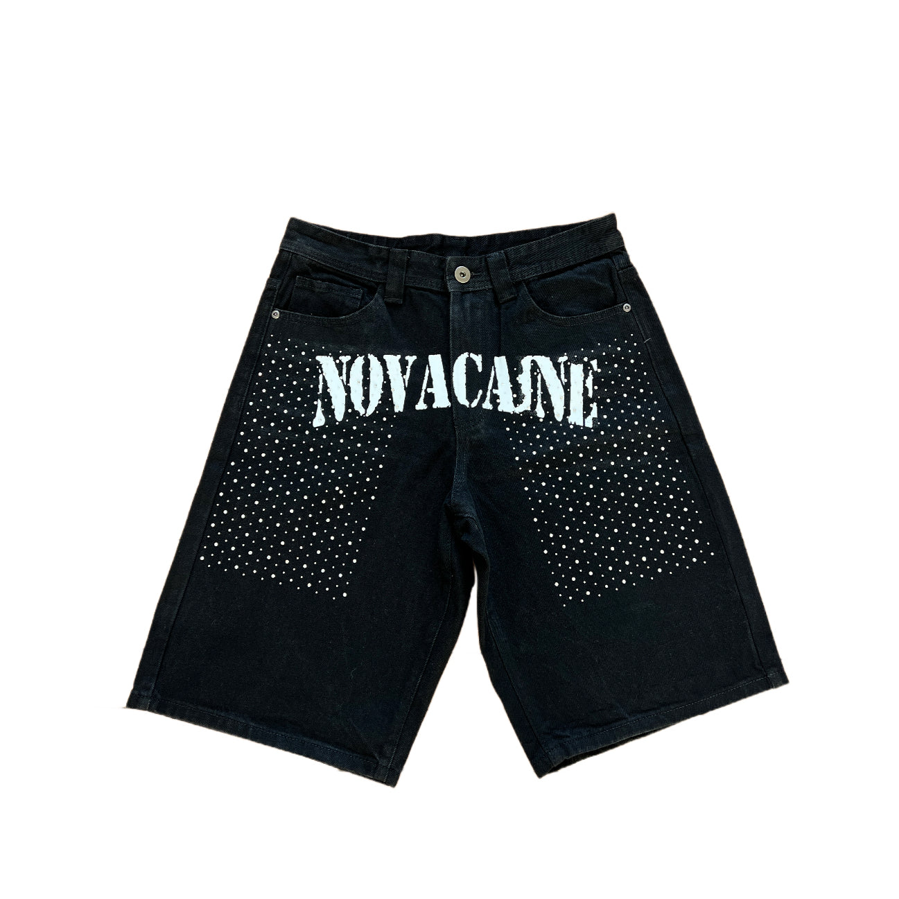 Black Novacaine Rhinestone denim shorts