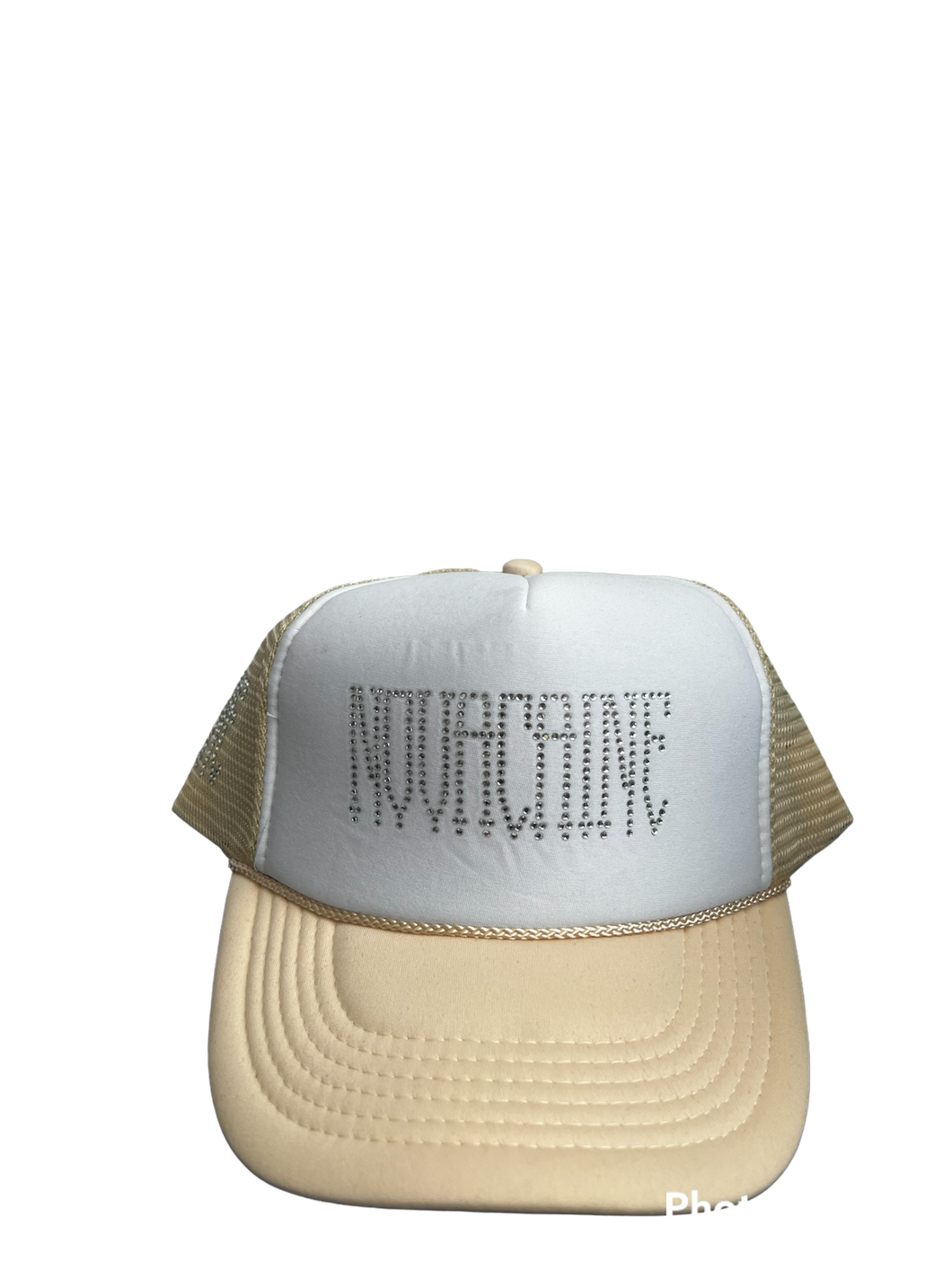 Rhinestone logo trucker