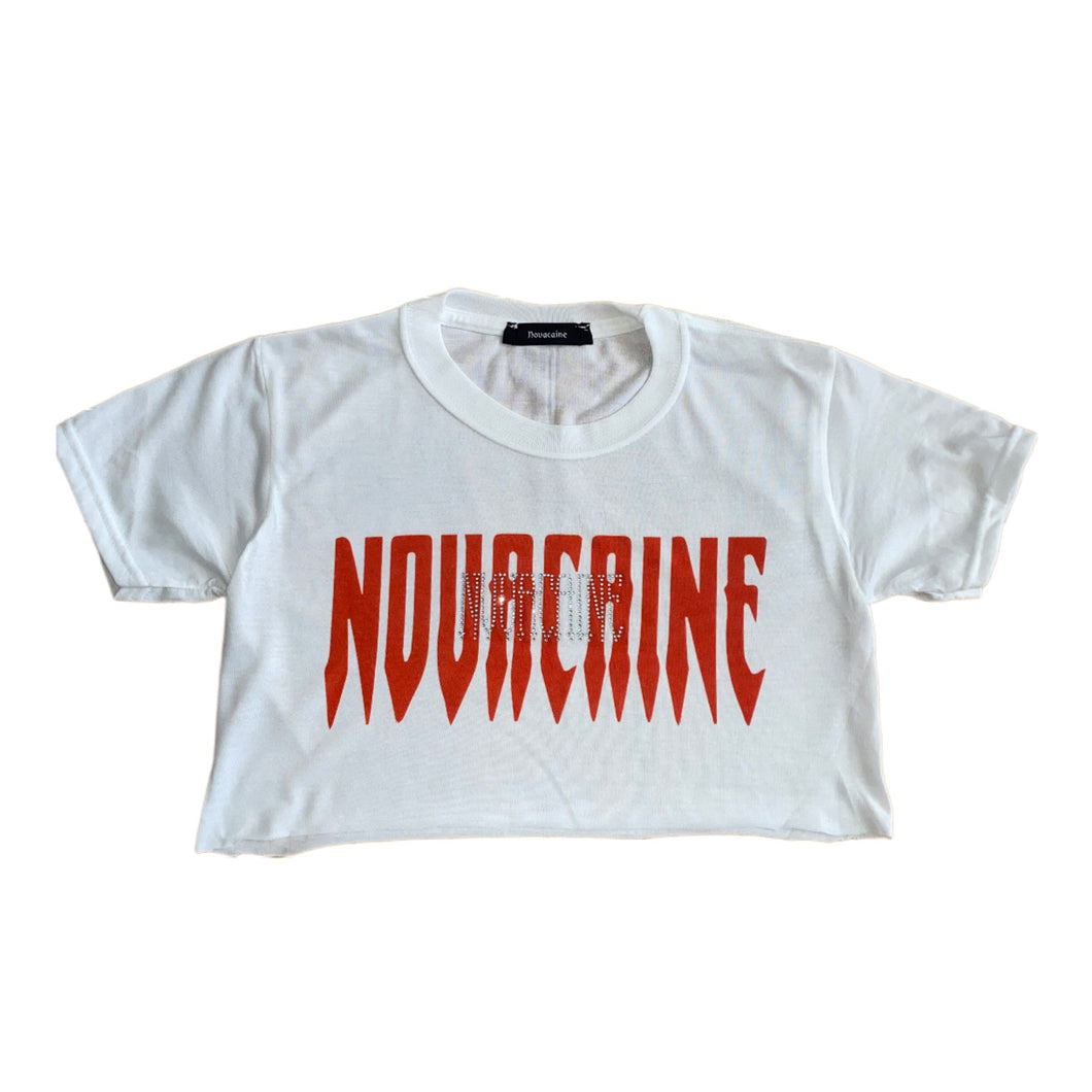 Novacaine ladies “Numb” crop logo