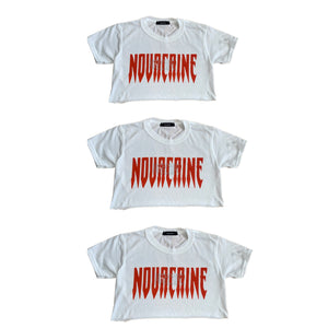 Novacaine ladies “Numb” crop logo